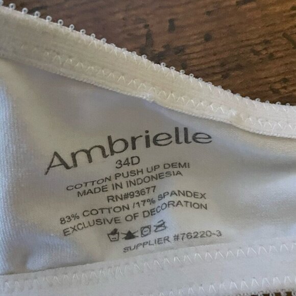 Ambrielle 34D Bra White Cotton Padded Push Up Demi Underwire T-shirt - Picture 10 of 10